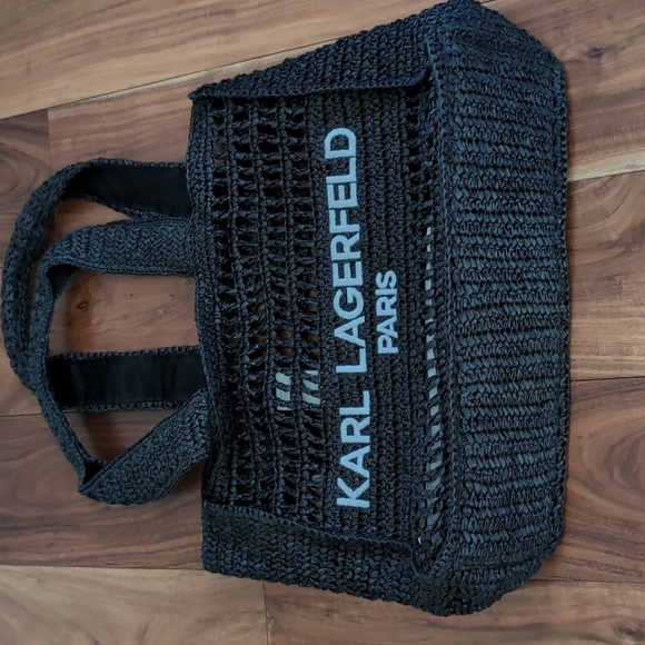 Karl Lagerfeld Paris Large Embroidered Logo Woven Tote Nwt ❤️ - Picture 7 of 8